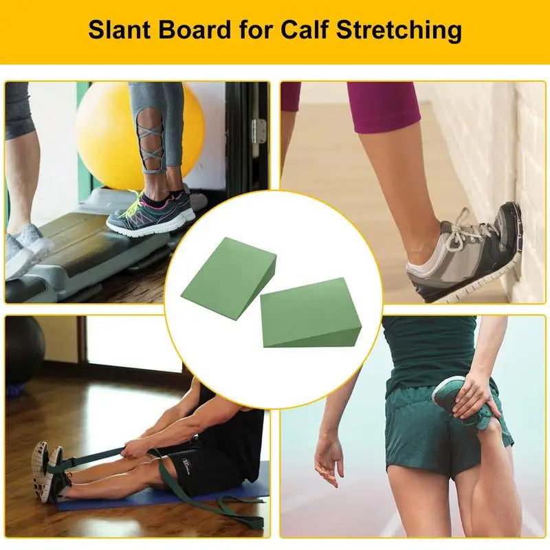 Yoga Foam Wedge Blocks Calf Raise Stretchers (Green)-4
